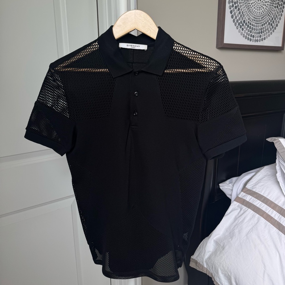 Givenchy Black Polo with Sheer Mesh Panels - Picture 4 of 7